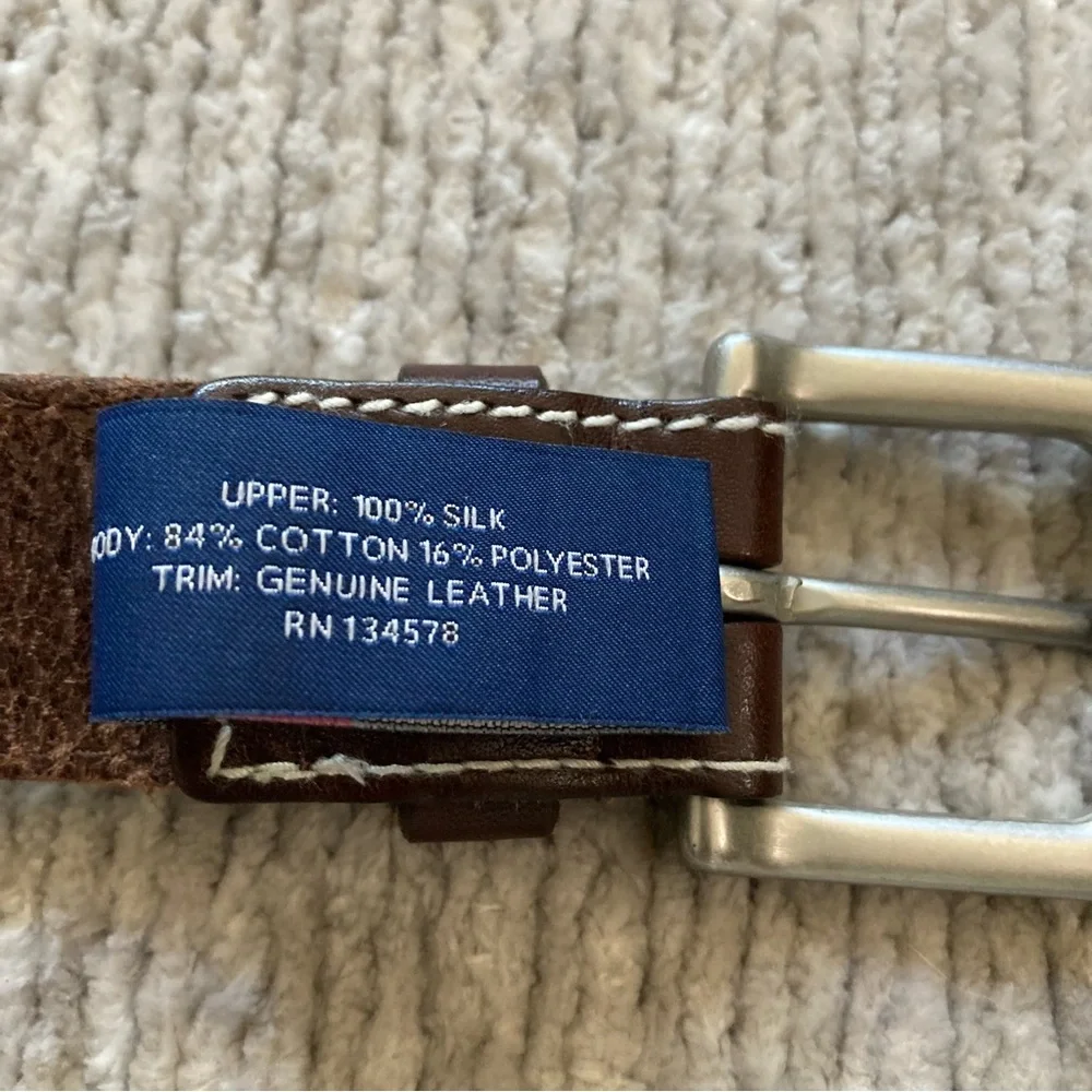Vineyard Vines Christmas Tree Belt Size 28 Leather Canvas Holiday‎ Preppy